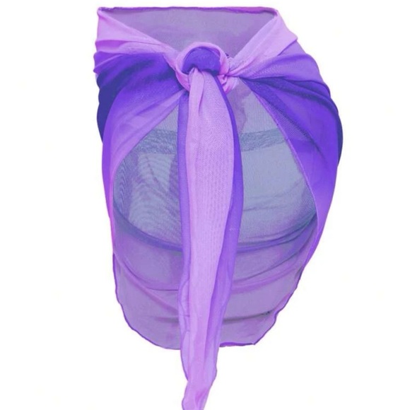 Ombre Knot Side Cover Up Skirt & bucket hat - Picture 2 of 8